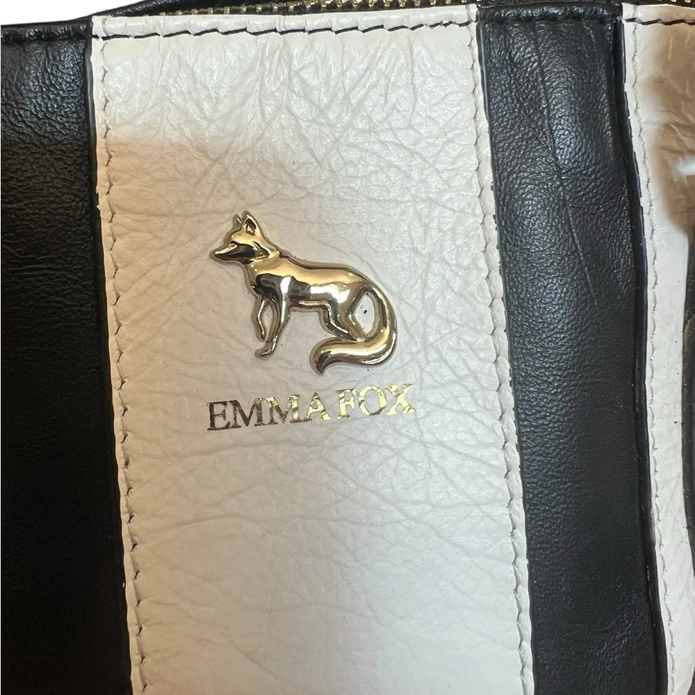 Emma Fox Two-Tone Black and White satchel bag with zipper medium size no strap - Picture 4 of 6